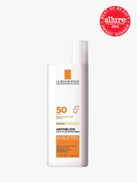 La Roche-Posay Anthelios 50 Mineral Ultra Light Sunscreen in branded component on a light gray background